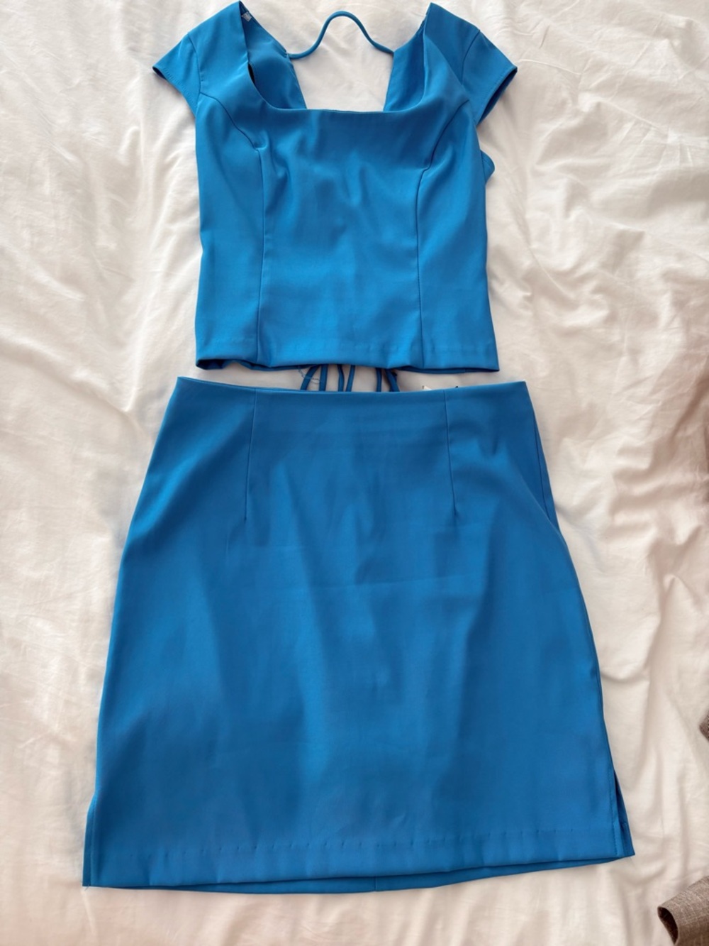 Matching Set - Mini Skirt and Lace Up Top